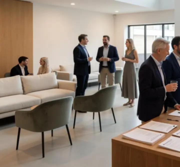 Espace intérieur moderne avec tables de jeux prêtes pour un événement