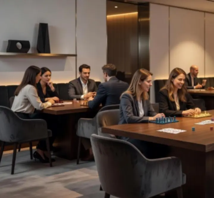 Salle de jeux moderne avec ambiance lumineuse chaleureuse