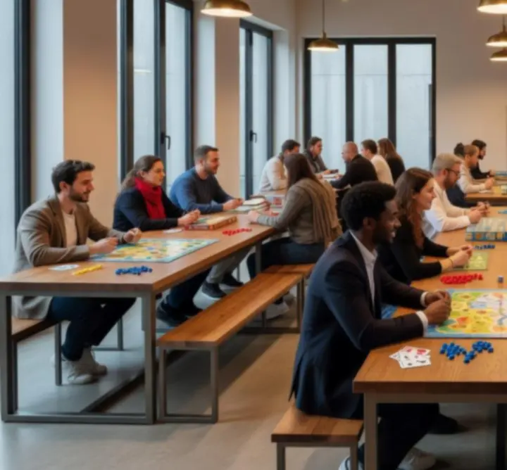 Salle de jeux moderne avec ambiance lumineuse et conviviale